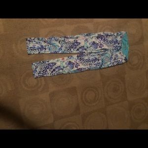 Lilly printed ankle leggings with aqua rouching